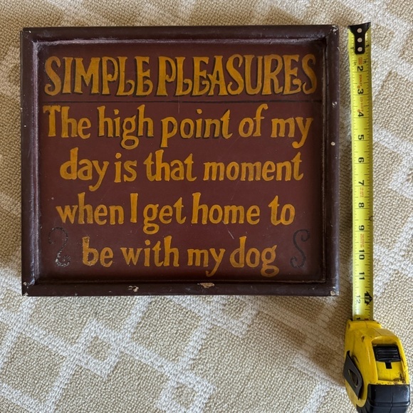 Vintage Hand Painted Dog Lover Wood Sign Rustic Home Decor Wall Art Brown Yellow - Picture 4 of 6